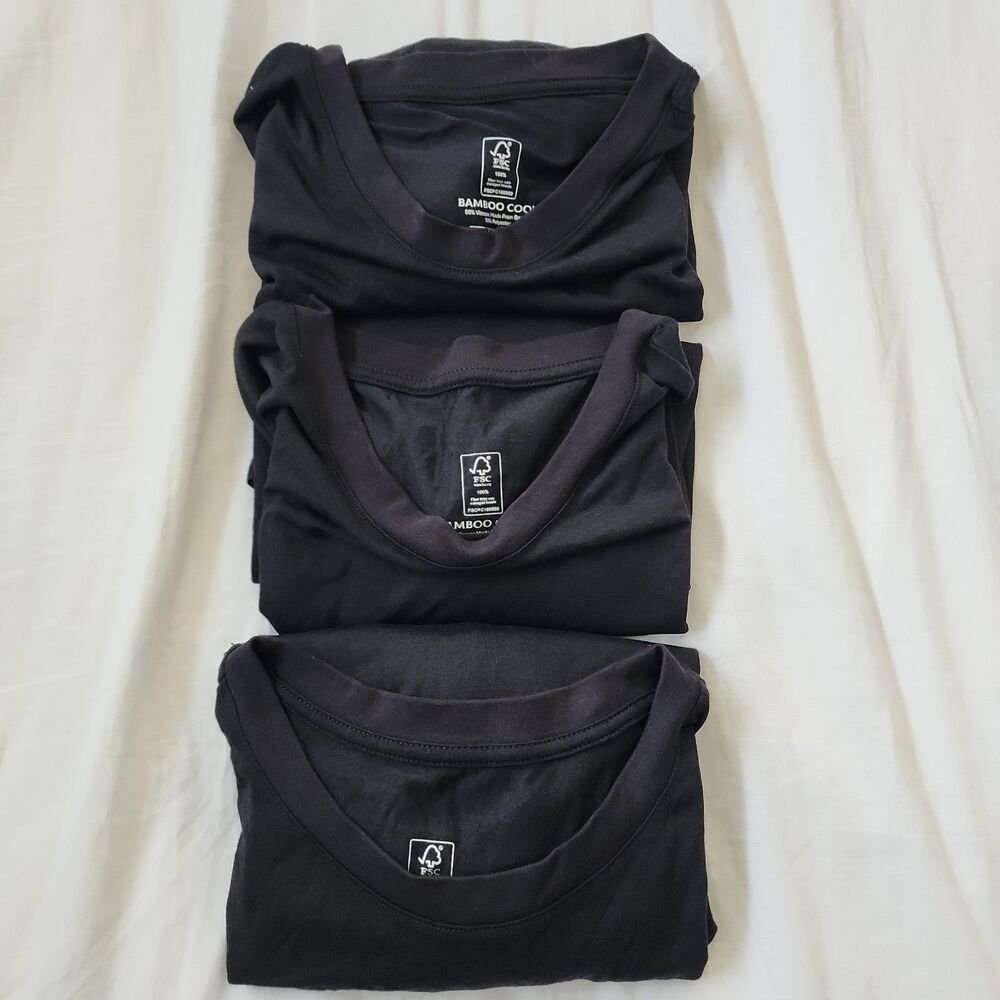 Bamboo Cool Crew Neck T-Shirt Mens Size XXL Black Wicking Short Sleeve Lot Of 3